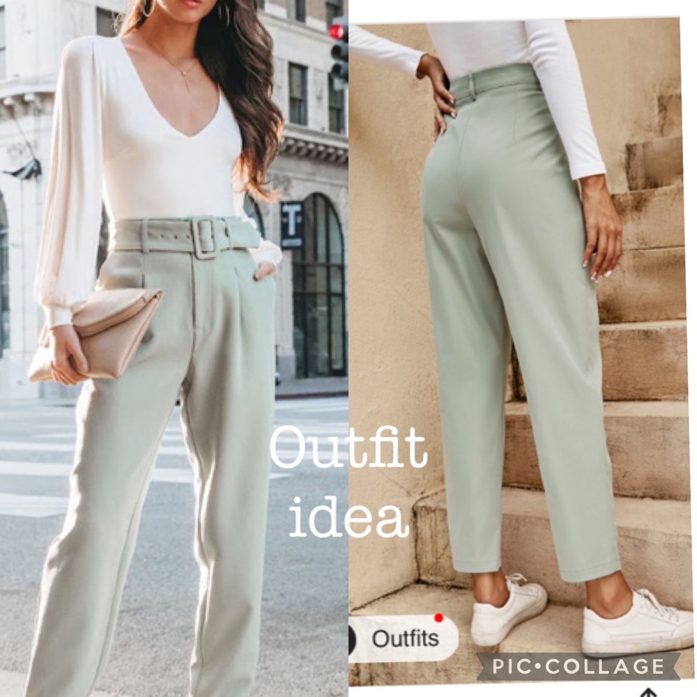 NWT High waist belted pocketed pants size M